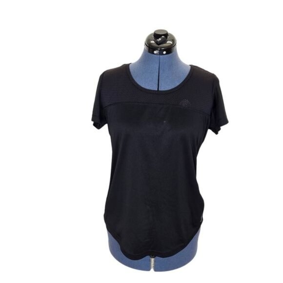 Reebok black open back mesh panel round neck athletic top large - Picture 1 of 9